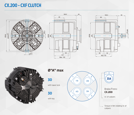 CX200 Máy sóng Phụ tùng Kiểm soát sự chú ý Phanh đĩa ly hợp khí nén